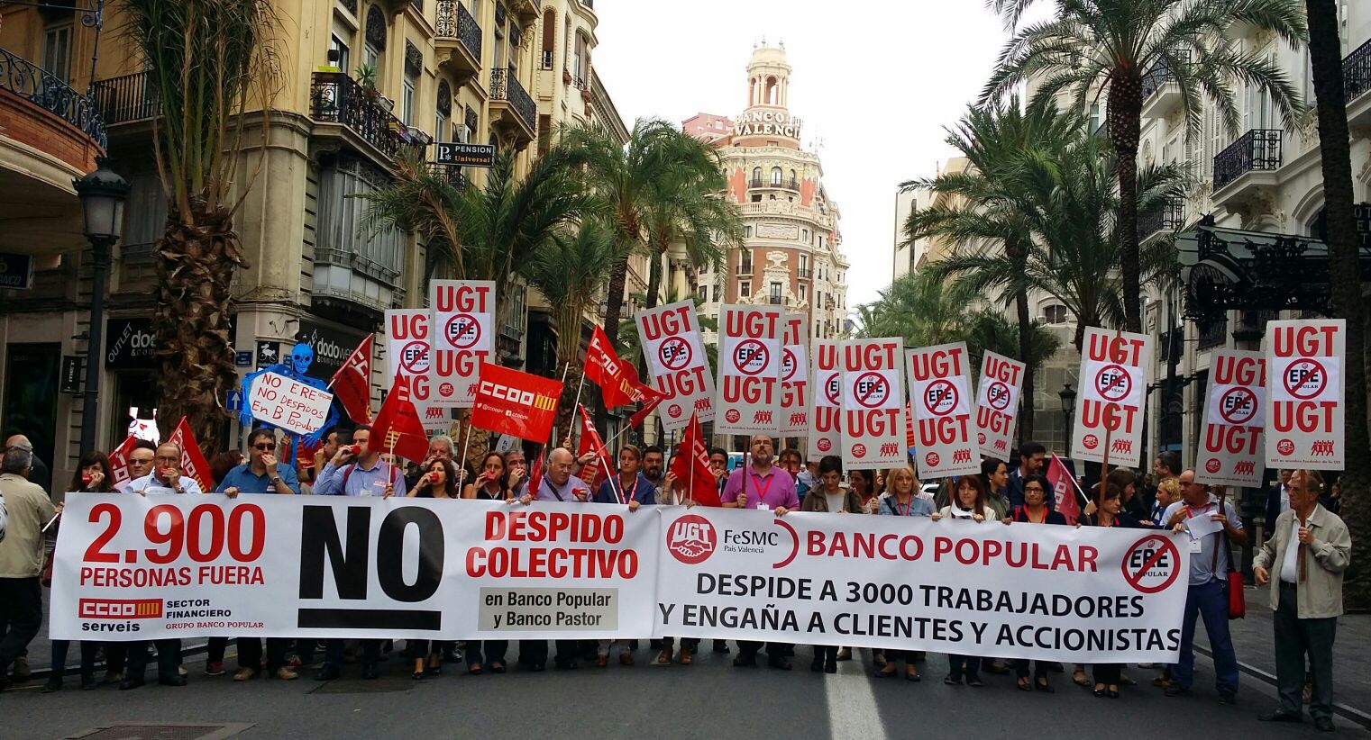 Manifestación UGT en Banco Popular. 13 de octubre de 2016 Valencia.