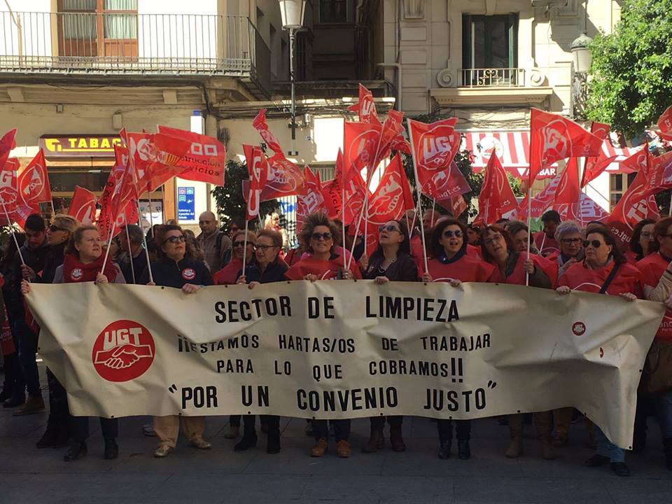 Concentración de las compañeras y compañeros de limpieza el pasado 23 de marzo en Valencia